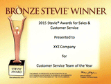 Bronze Stevie Award Certificate