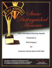 2011 Distinguished Honoree Certificate