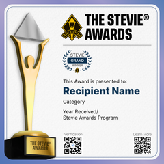 Grand Stevie® Award e-Certificate - NEW!