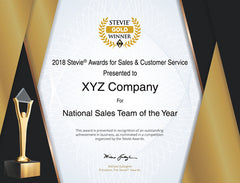 Gold Stevie® Award Certificate for 2021 Middle East & North Africa Stevie Award Winners