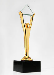 Gold Stevie Award Trophy for 2021 Middle East & North Africa Stevie Award Winners